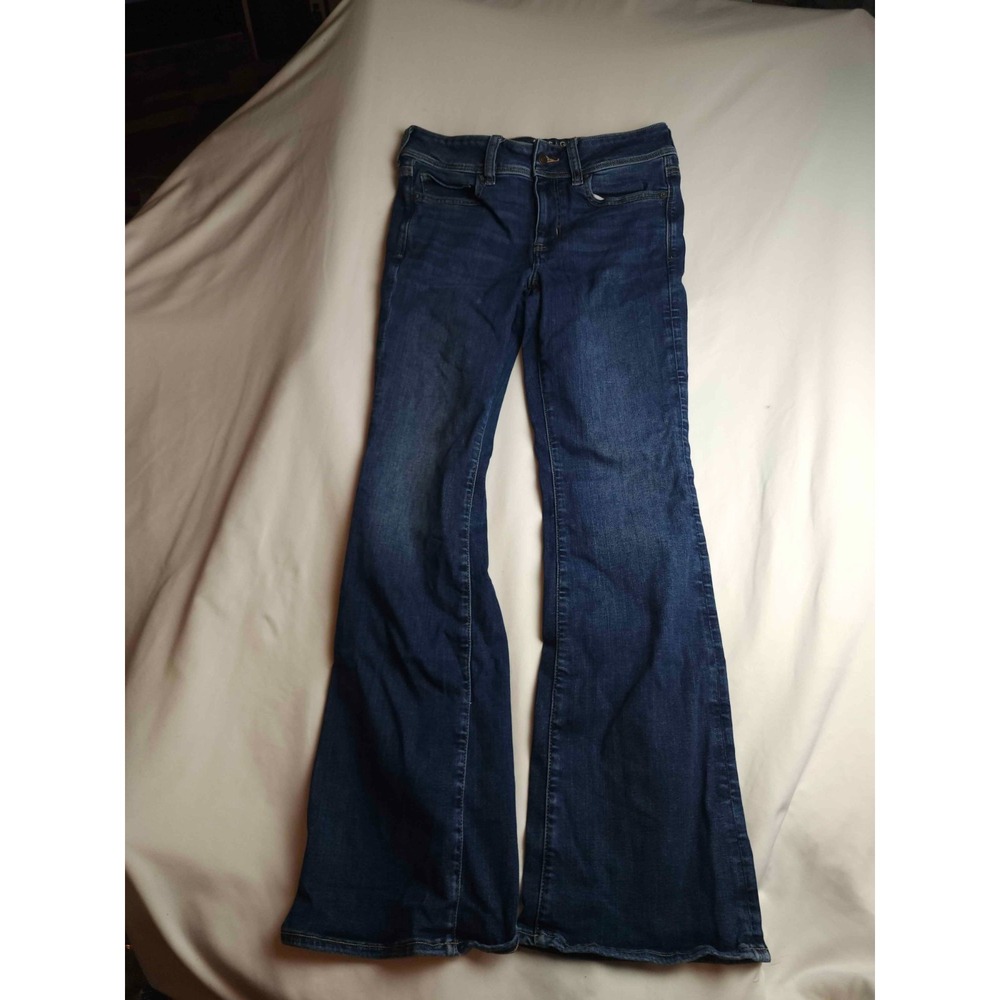 American Eagle Next Level Jeans Womens 6 Short Dark Blue Denim Flare Bootcut